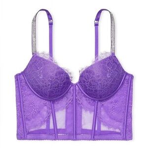 NWT Victoria’s Secret Purple Very Sexy Lace Corset Shine Strap Bra